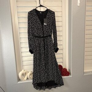 Kooples Elegant Floral Black Dress